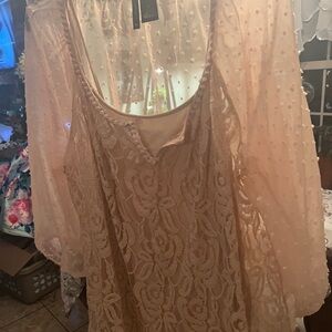 New Directions Sheer Blouse with Polka Dot Design